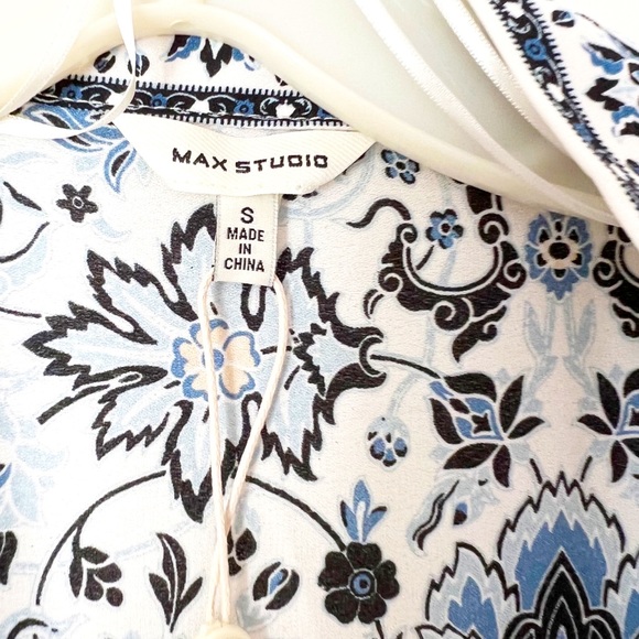 MAX STUDIO white blue FLORAL KIMONO jacket‎ coat wrap LAYER NEW NWT size SMALL - Picture 9 of 10